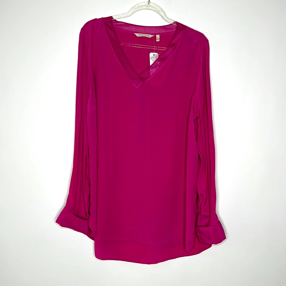 “NEW" Soft Surroundings 100% Viscose V-Neck Alita Hi-Low‎ Top Size XL (18)